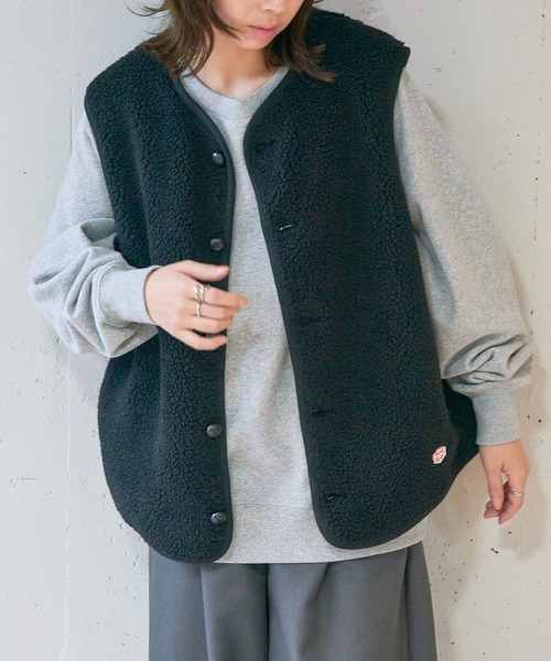 Vincent et Mireille（バンソンエミレイユ）の「【Vincent et Mireille】BOA VEST（ベスト・レディース・ブラック/クリーム・36）」の4枚目の写真