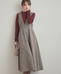 couture brooch | 【通勤・大人上品】ラメツイード ジャンパースカート(ワンピース)