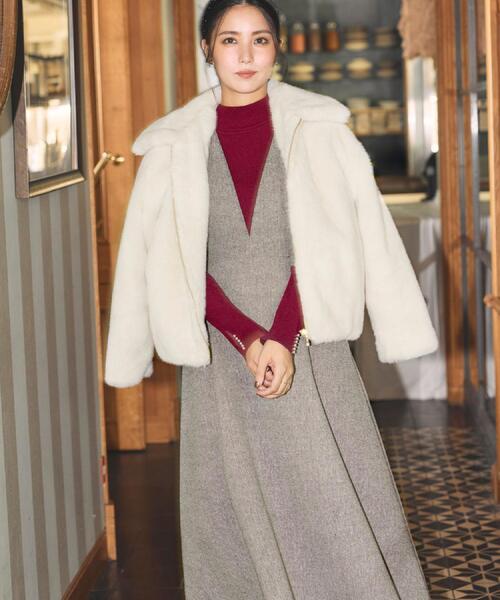 couture brooch（クチュールブローチ）の「【通勤・大人上品】ラメツイード ジャンパースカート（ワンピース・レディース・ブラック/ブラウン系その他・36/38/40/42）」の3枚目の写真