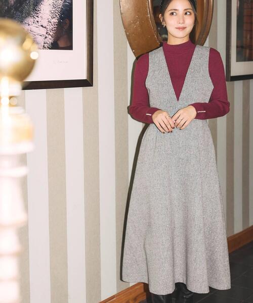 couture brooch（クチュールブローチ）の「【通勤・大人上品】ラメツイード ジャンパースカート（ワンピース・レディース・ブラック/ブラウン系その他・36/38/40/42）」の4枚目の写真