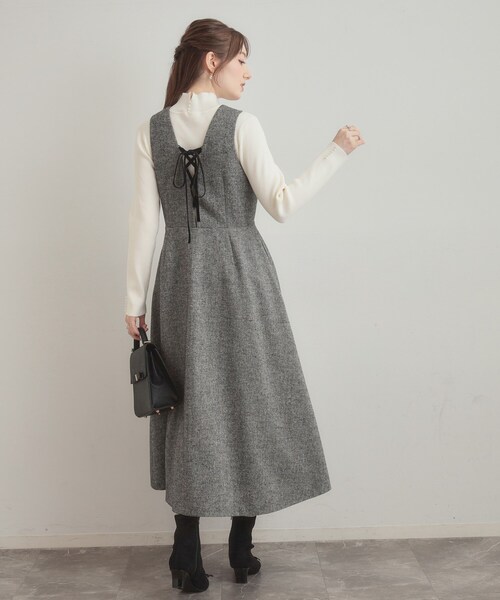 couture brooch（クチュールブローチ）の「【通勤・大人上品】ラメツイード ジャンパースカート（ワンピース・レディース・ブラック/ブラウン系その他・36/38/40/42）」の7枚目の写真