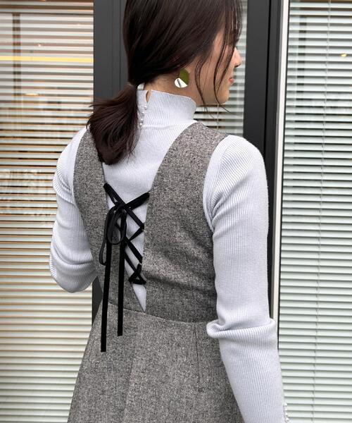 couture brooch（クチュールブローチ）の「【通勤・大人上品】ラメツイード ジャンパースカート（ワンピース・レディース・ブラック/ブラウン系その他・36/38/40/42）」の14枚目の写真