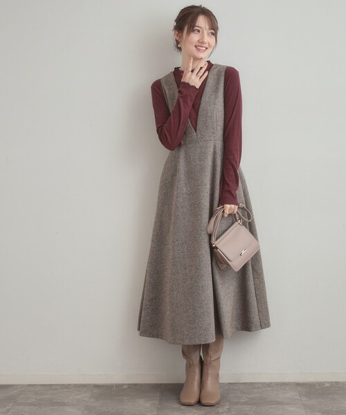 couture brooch（クチュールブローチ）の「【通勤・大人上品】ラメツイード ジャンパースカート（ワンピース・レディース・ブラック/ブラウン系その他・36/38/40/42）」の15枚目の写真