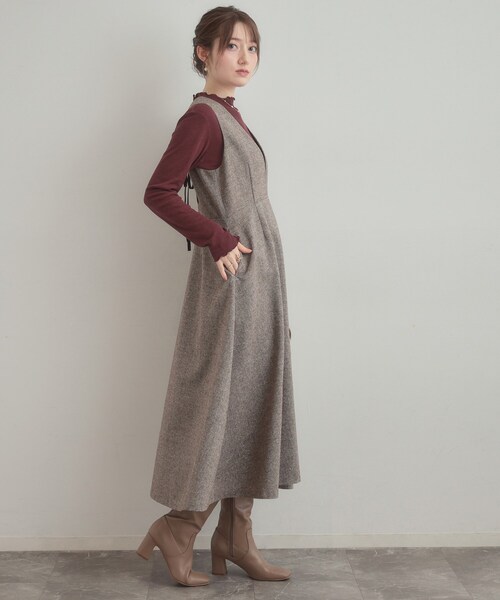 couture brooch（クチュールブローチ）の「【通勤・大人上品】ラメツイード ジャンパースカート（ワンピース・レディース・ブラック/ブラウン系その他・36/38/40/42）」の16枚目の写真