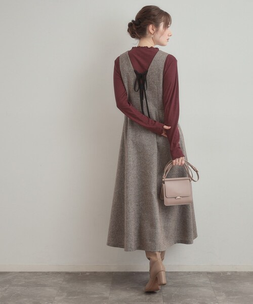 couture brooch（クチュールブローチ）の「【通勤・大人上品】ラメツイード ジャンパースカート（ワンピース・レディース・ブラック/ブラウン系その他・36/38/40/42）」の17枚目の写真
