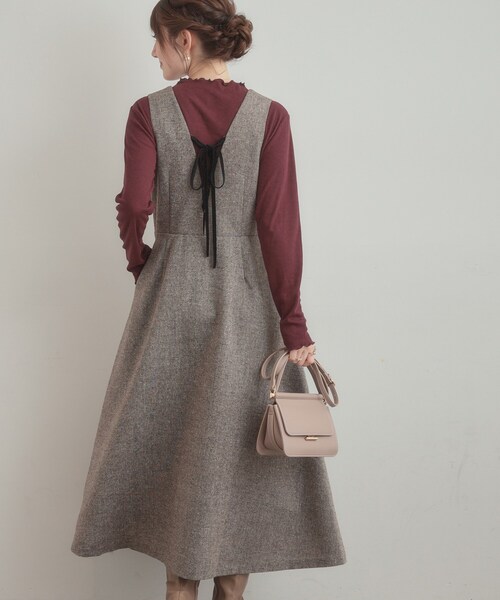 couture brooch（クチュールブローチ）の「【通勤・大人上品】ラメツイード ジャンパースカート（ワンピース・レディース・ブラック/ブラウン系その他・36/38/40/42）」の20枚目の写真