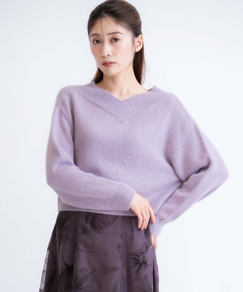 NOELA(ノエラ)の「2WAYアンゴララクーン混ニット(ニット/セーター・レディース・グレー/オフホワイト/ブラウン/ラベンダー・フリー)」の4枚目の写真