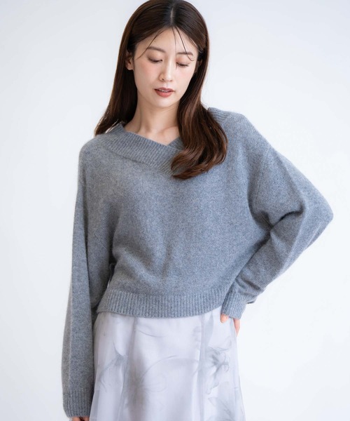 NOELA(ノエラ)の「2WAYアンゴララクーン混ニット(ニット/セーター・レディース・グレー/オフホワイト/ブラウン/ラベンダー・フリー)」の3枚目の写真
