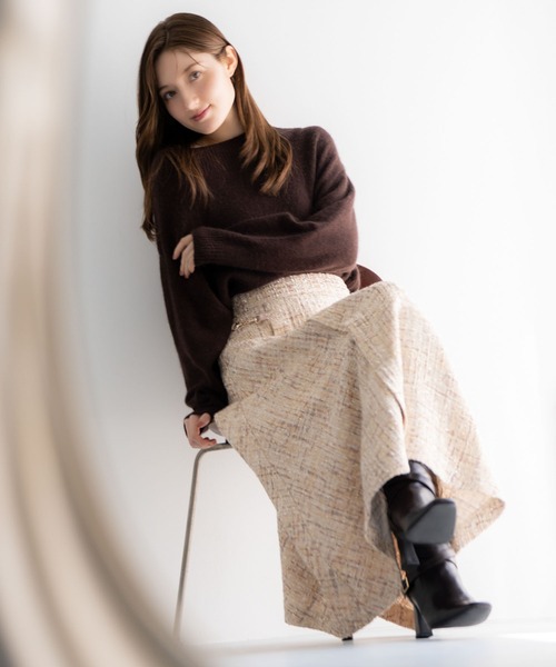 NOELA(ノエラ)の「2WAYアンゴララクーン混ニット(ニット/セーター・レディース・グレー/オフホワイト/ブラウン/ラベンダー・フリー)」の15枚目の写真