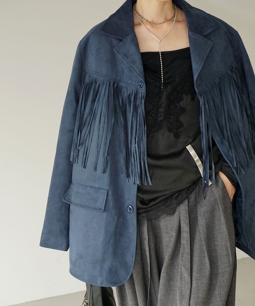 ノーカラー ブラウンファーショートコート chw25a057-ファッション通販