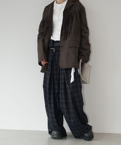 chuclla（チュクラ）の「フリンジオーバージャケット chw25a121（その他アウター・レディース・ブラウン/ブルー・FREE）」の3枚目の写真