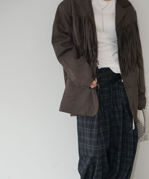 chuclla（チュクラ）の「フリンジオーバージャケット chw25a121（その他アウター・レディース・ブラウン/ブルー・FREE）」の5枚目の写真