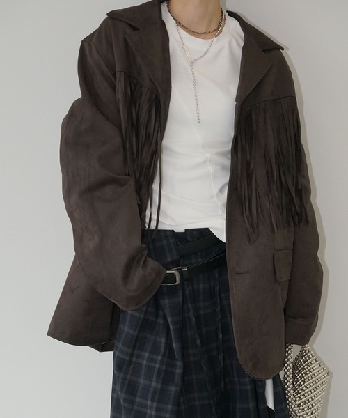 chuclla（チュクラ）の「フリンジオーバージャケット chw25a121（その他アウター・レディース・ブラウン/ブルー・FREE）」の9枚目の写真