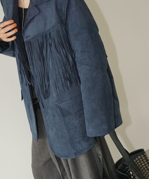 chuclla（チュクラ）の「フリンジオーバージャケット chw25a121（その他アウター・レディース・ブラウン/ブルー・FREE）」の14枚目の写真