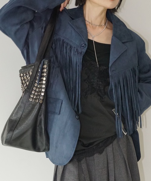 chuclla（チュクラ）の「フリンジオーバージャケット chw25a121（その他アウター・レディース・ブラウン/ブルー・FREE）」の18枚目の写真