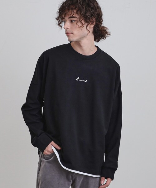 tk.TAKEO KIKUCHI(ティーケータケオキクチ)の「ドルマンレイヤードスウェット(Tシャツ/カットソー・メンズ・ブラック/グレー系4/オフホワイト/ナチュラル・02/03/04)」の1枚目の写真