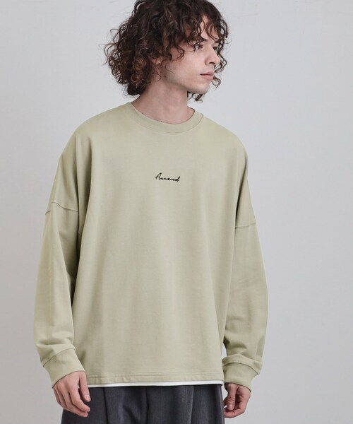 tk.TAKEO KIKUCHI(ティーケータケオキクチ)の「ドルマンレイヤードスウェット(Tシャツ/カットソー・メンズ・ブラック/グレー系4/オフホワイト/ナチュラル・02/03/04)」の13枚目の写真