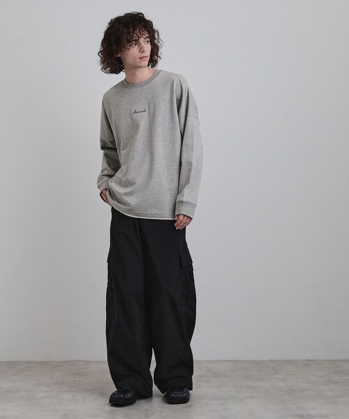 tk.TAKEO KIKUCHI(ティーケータケオキクチ)の「ドルマンレイヤードスウェット(Tシャツ/カットソー・メンズ・ブラック/グレー系4/オフホワイト/ナチュラル・02/03/04)」の18枚目の写真