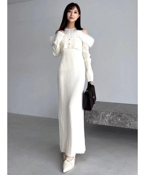 オフショルファードッキングニットワンピース（ワンピース）｜dazzlin