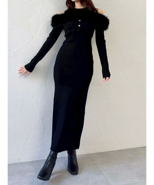 オフショルファードッキングニットワンピース（ワンピース）｜dazzlin