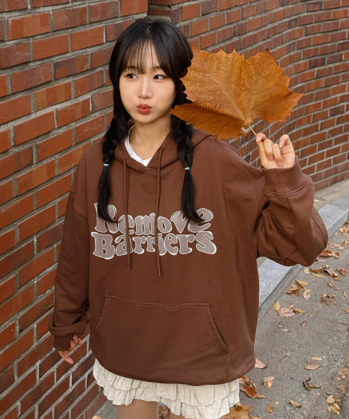 お値下げ　 トゥジュー　フード付きパーカー スウェット　ブラウン 楽天市場】英字ロゴプリントワイド裏毛スウェットパーカー レディース