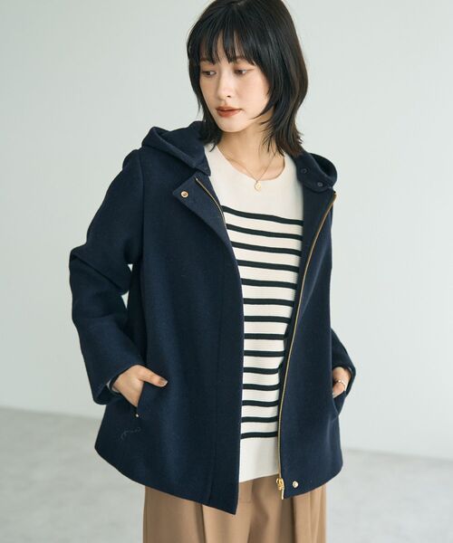 YECCA VECCA（イェッカヴェッカ）の「ウール混2wayショートコート（その他アウター・レディース・ライトベージュ/ダークネイビー/モカ・FREE）」の3枚目の写真