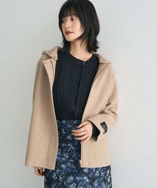 YECCA VECCA（イェッカヴェッカ）の「ウール混2wayショートコート（その他アウター・レディース・ライトベージュ/ダークネイビー/モカ・FREE）」の2枚目の写真