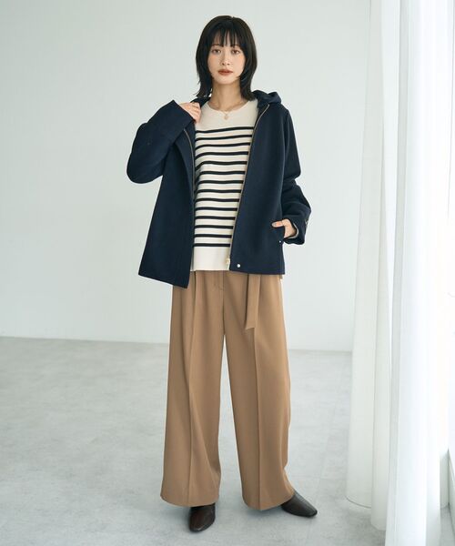 YECCA VECCA（イェッカヴェッカ）の「ウール混2wayショートコート（その他アウター・レディース・ライトベージュ/ダークネイビー/モカ・FREE）」の16枚目の写真