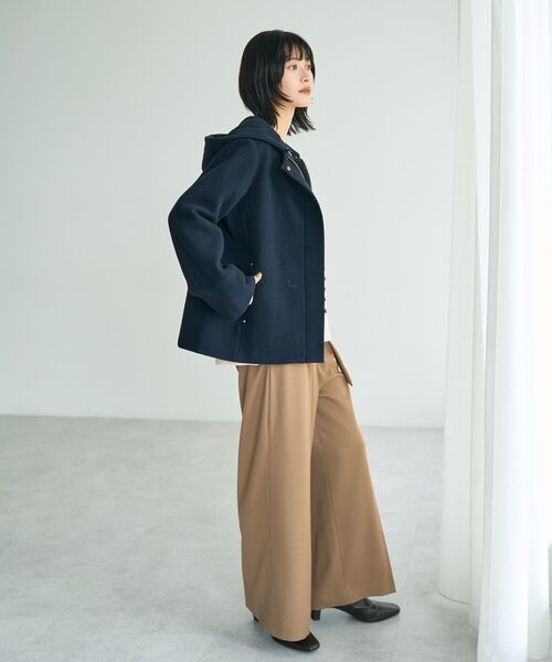 YECCA VECCA（イェッカヴェッカ）の「ウール混2wayショートコート（その他アウター・レディース・ライトベージュ/ダークネイビー/モカ・FREE）」の13枚目の写真