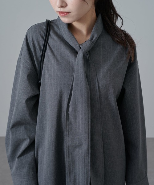 Lui's(ルイス)の「ストライプボウタイワンピース(ワンピース・レディース・グレー/ブラック・FREE)」の9枚目の写真