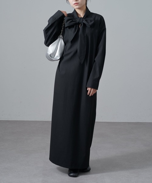 Lui's(ルイス)の「ストライプボウタイワンピース(ワンピース・レディース・グレー/ブラック・FREE)」の11枚目の写真