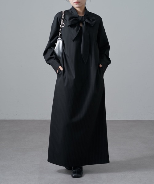 Lui's(ルイス)の「ストライプボウタイワンピース(ワンピース・レディース・グレー/ブラック・FREE)」の12枚目の写真