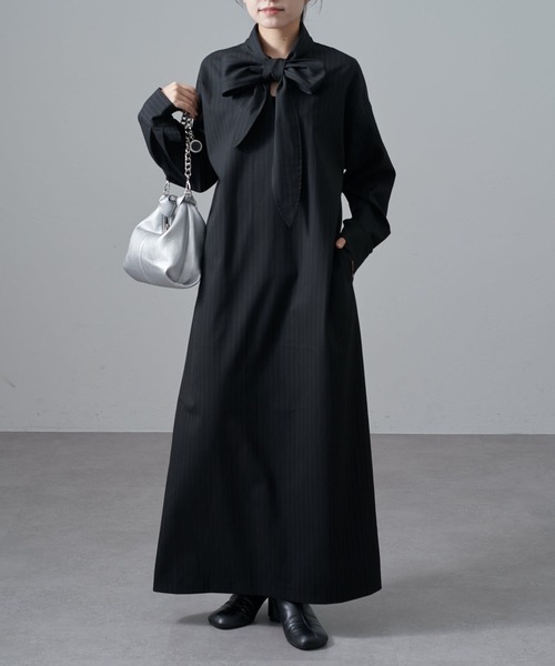 Lui's(ルイス)の「ストライプボウタイワンピース(ワンピース・レディース・グレー/ブラック・FREE)」の13枚目の写真