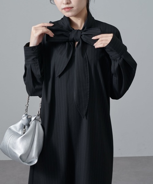 Lui's(ルイス)の「ストライプボウタイワンピース(ワンピース・レディース・グレー/ブラック・FREE)」の17枚目の写真