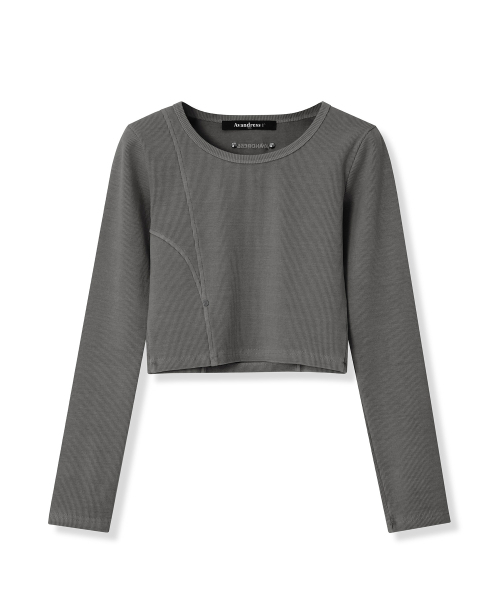 AVANDRESS(アバンドレス )の「3D Pattern long Tee - 4COL(Tシャツ/カットソー・レディース・ブラック/チャコール/ブラウン/ブルー・FREE)」の13枚目の写真