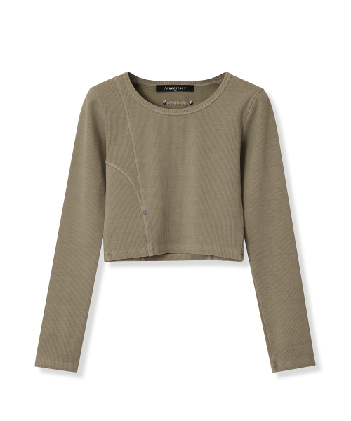 AVANDRESS(アバンドレス )の「3D Pattern long Tee - 4COL(Tシャツ/カットソー・レディース・ブラック/チャコール/ブラウン/ブルー・FREE)」の11枚目の写真