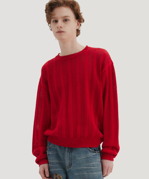Mesh Crop Knitlette Red — короткий трикотажный кроп-топ