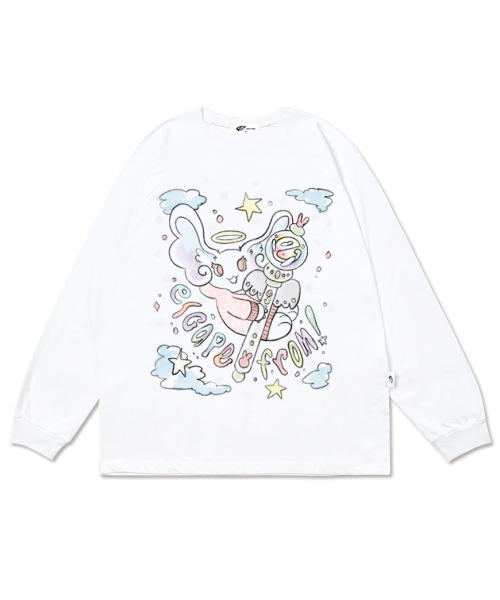 ESCAPEFROM(エスケープフロム)の「イスケイプロミ プリント ロングスリーブ ホワイト(Tシャツ/カットソー・レディース・その他・MEDIUM/LARGE/SMALL)」の1枚目の写真