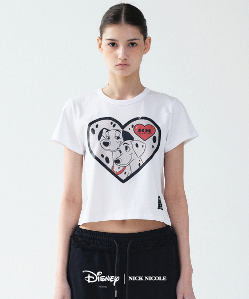 NICK&NICOLE(ニックアンドニコール)の「DISNEY 101 DALMATIANS BIG HEART CROP TOP_WHITE(Tシャツ/カットソー・レディース・その他・FREE)」の2枚目の写真