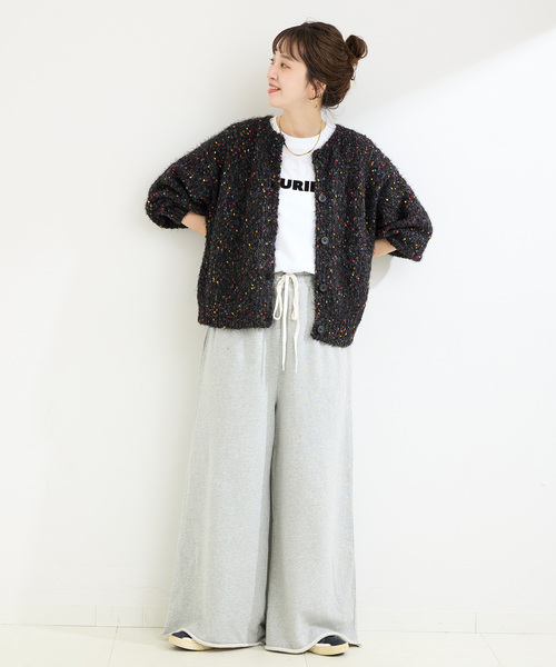 B.C STOCK（ベーセーストック）の「《追加8》【WEB＋一部店舗限定】 ポコポコヤーンミックス2WAYカーディガン（カーディガン/ボレロ・レディース・ブラック・FREE）」の22枚目の写真