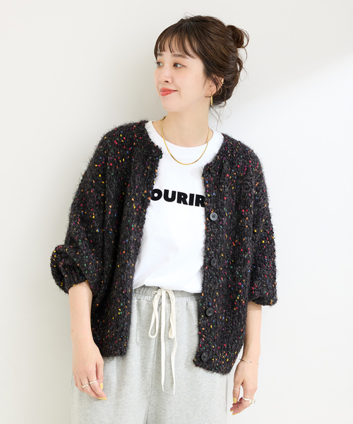 B.C STOCK（ベーセーストック）の「《追加8》【WEB＋一部店舗限定】 ポコポコヤーンミックス2WAYカーディガン（カーディガン/ボレロ・レディース・ブラック・FREE）」の17枚目の写真