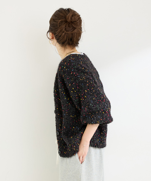 B.C STOCK（ベーセーストック）の「《追加8》【WEB＋一部店舗限定】 ポコポコヤーンミックス2WAYカーディガン（カーディガン/ボレロ・レディース・ブラック・FREE）」の15枚目の写真
