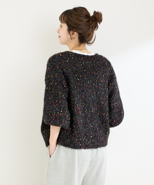 B.C STOCK（ベーセーストック）の「《追加8》【WEB＋一部店舗限定】 ポコポコヤーンミックス2WAYカーディガン（カーディガン/ボレロ・レディース・ブラック・FREE）」の14枚目の写真