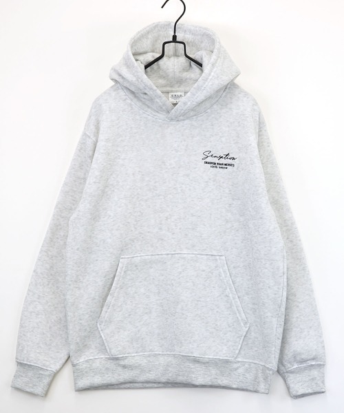 Burner(バーナー)の「【GROOVY STORE】ワンポイント刺繍プルオーバーフーディー 裏起毛(パーカー・メンズ・ホワイト系その他2/ブラック/ブラック系その他2/グレイッシュベージュ/ブルーグリーン/ホワイト系その他/ダークネイビー/スミクロ・M/L/LL)」の2枚目の写真