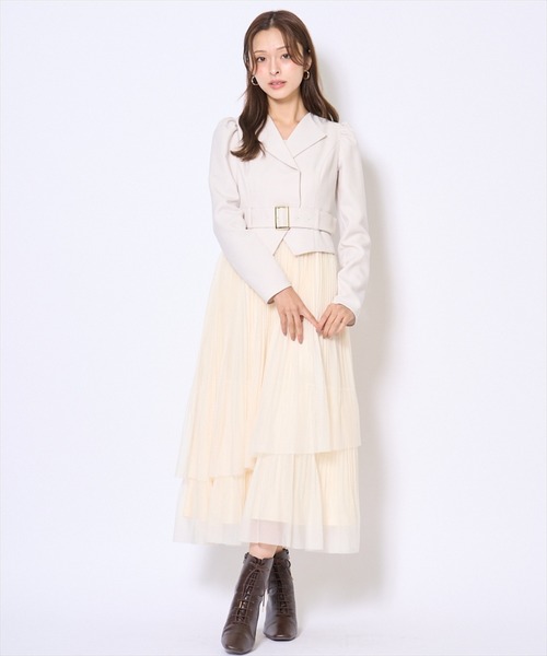 AND COUTURE(アンドクチュール)の「プリーツレイヤードワンピース(ワンピース・レディース・アイボリー/ブラック/ブルーグレー/ブラウン・FREE)」の5枚目の写真