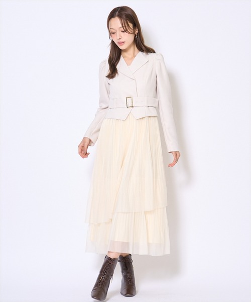 AND COUTURE(アンドクチュール)の「プリーツレイヤードワンピース(ワンピース・レディース・アイボリー/ブラック/ブルーグレー/ブラウン・FREE)」の6枚目の写真