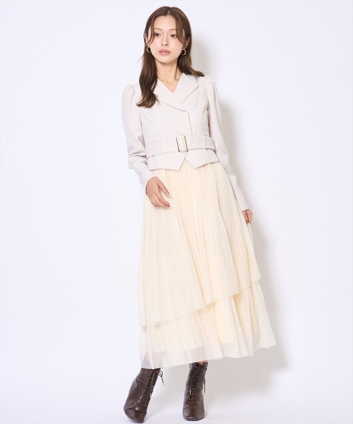 AND COUTURE(アンドクチュール)の「プリーツレイヤードワンピース(ワンピース・レディース・アイボリー/ブラック/ブルーグレー/ブラウン・FREE)」の7枚目の写真