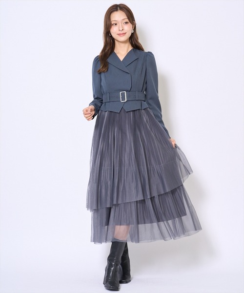 AND COUTURE(アンドクチュール)の「プリーツレイヤードワンピース(ワンピース・レディース・アイボリー/ブラック/ブルーグレー/ブラウン・FREE)」の15枚目の写真