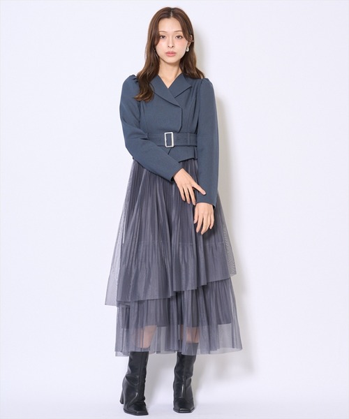 AND COUTURE(アンドクチュール)の「プリーツレイヤードワンピース(ワンピース・レディース・アイボリー/ブラック/ブルーグレー/ブラウン・FREE)」の16枚目の写真