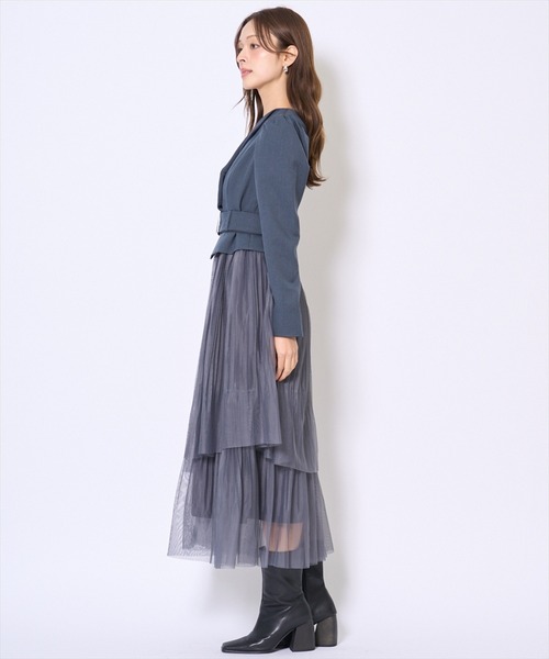 AND COUTURE(アンドクチュール)の「プリーツレイヤードワンピース(ワンピース・レディース・アイボリー/ブラック/ブルーグレー/ブラウン・FREE)」の17枚目の写真